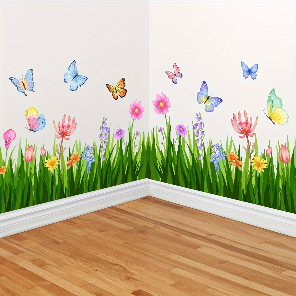 

A Set Of 2 Sheets 30*90cm*2pcs Plant Flower Butterfly Kick Line Wall Stickers Background Wall Room Decoration Wall Stickers Self-adhesive Wall Stickers Ms2190-kq