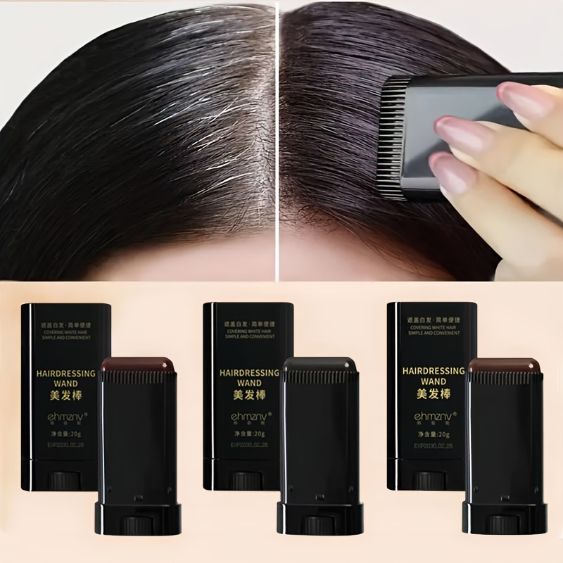 Hair Dye Stick - Hair Dye Stick/cream, Long-lasting, Waterproof, and Sweatproof, Portable Applicator Brush Design with Comb Teeth, Emergency Touch-up Color, Usable in All 4 Seasons, Quickly Covers Gray Hair, Easy to Use, Easy to Clean