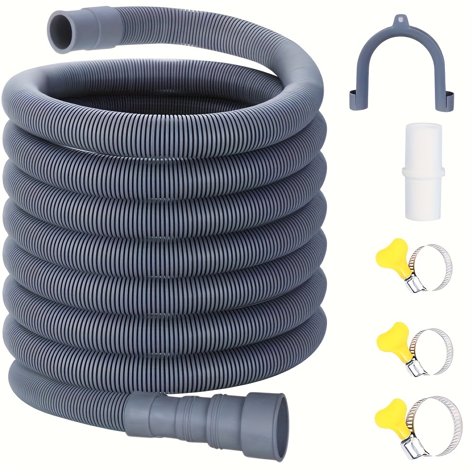 

Easy-install Flexible Drain Hose For Dishwasher & Washing Machine - Corrugated Design With Extension Adapter And Clamps, Enhances Drainage