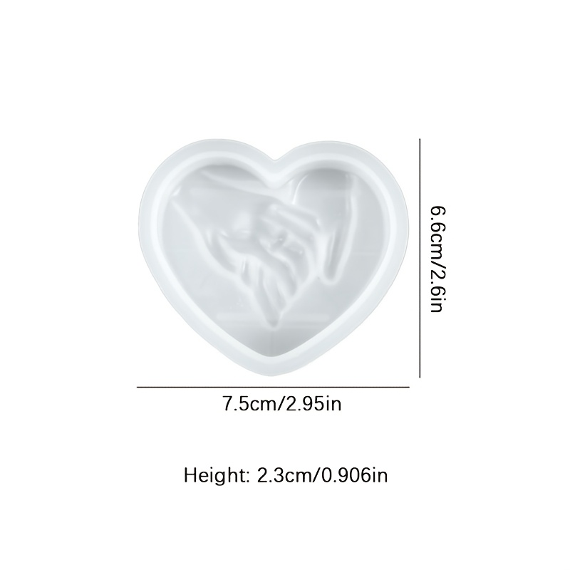 Image of 1pc Love Hand In Hand Epoxy Resin Casting Molds Heart Proposal Ornament Silicone Mold Handmade Gypsum Plaster Concrete Crafts Candle Mould Home Decor Making Supplies