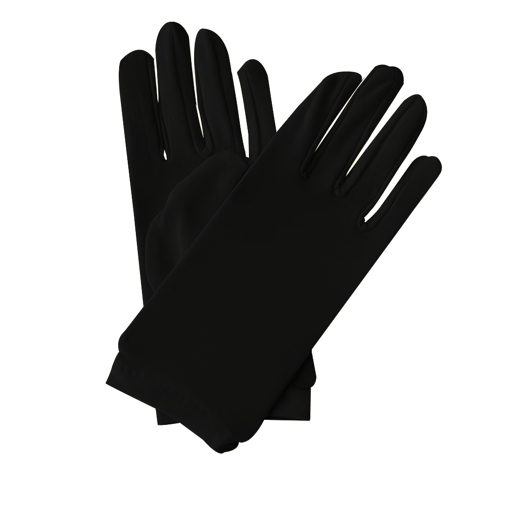 1/ Adult Black Wrist Length Spandex Full Finger Stretchy Short Glove, Glove