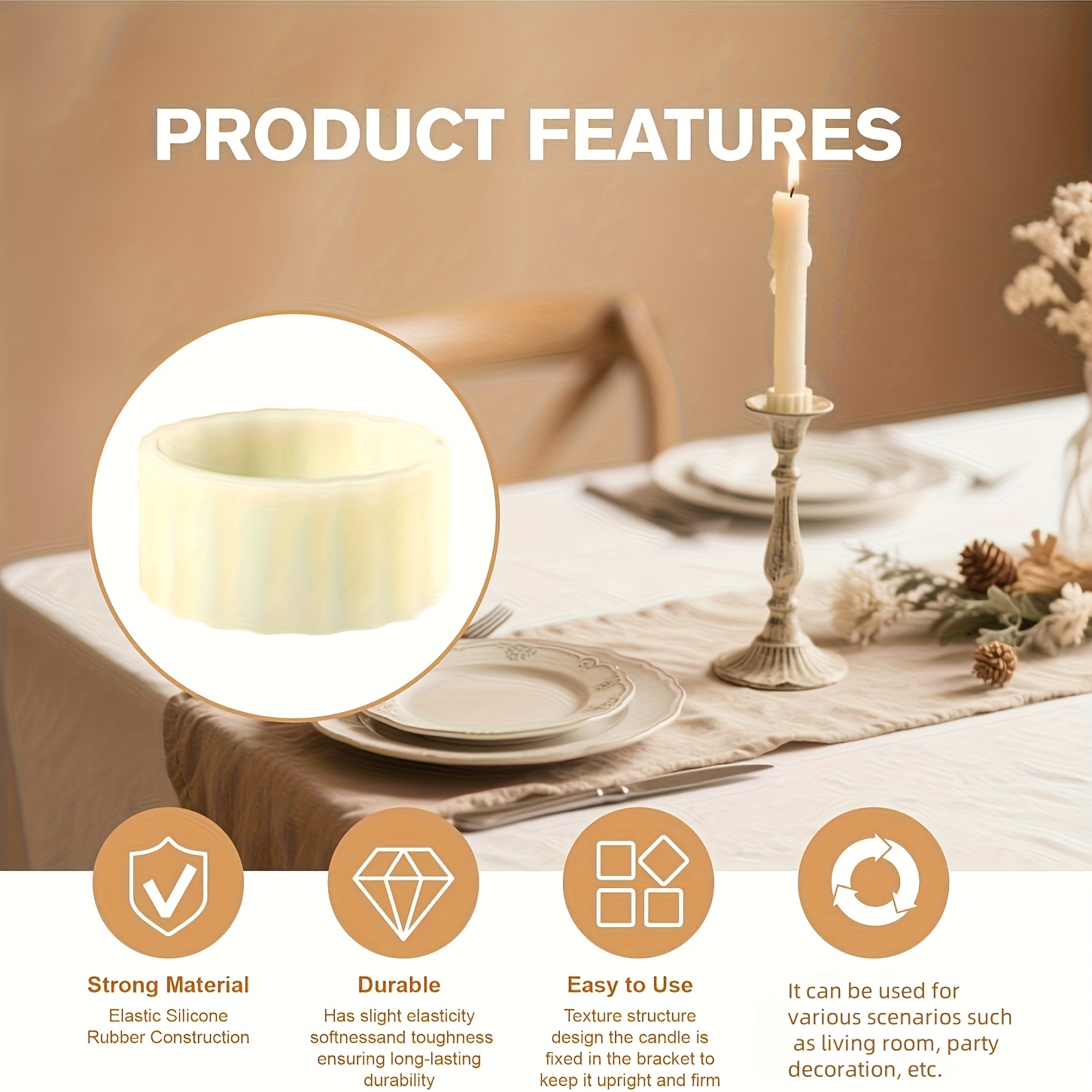 Candle Base Ring Silicone Holder for Stabilizing Candles