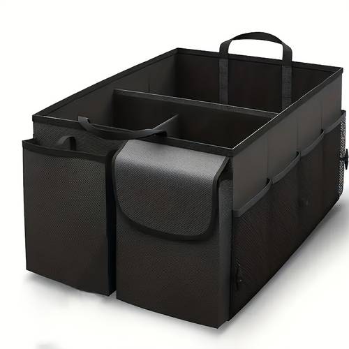 1pc trunk organizer foldable adjustable straps backseat storage box black easy to clean durable multifunctional universal
