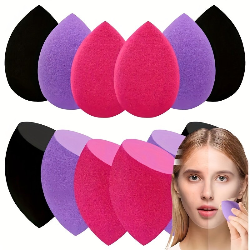 

5/10pcs Dark Color Makeup Sponge Makeup Egg Set Soft Dry And Wet Use Color Makeup Beauty Mixer Fix Makeup Liquid Makeup Tool - Water Drop. Cut