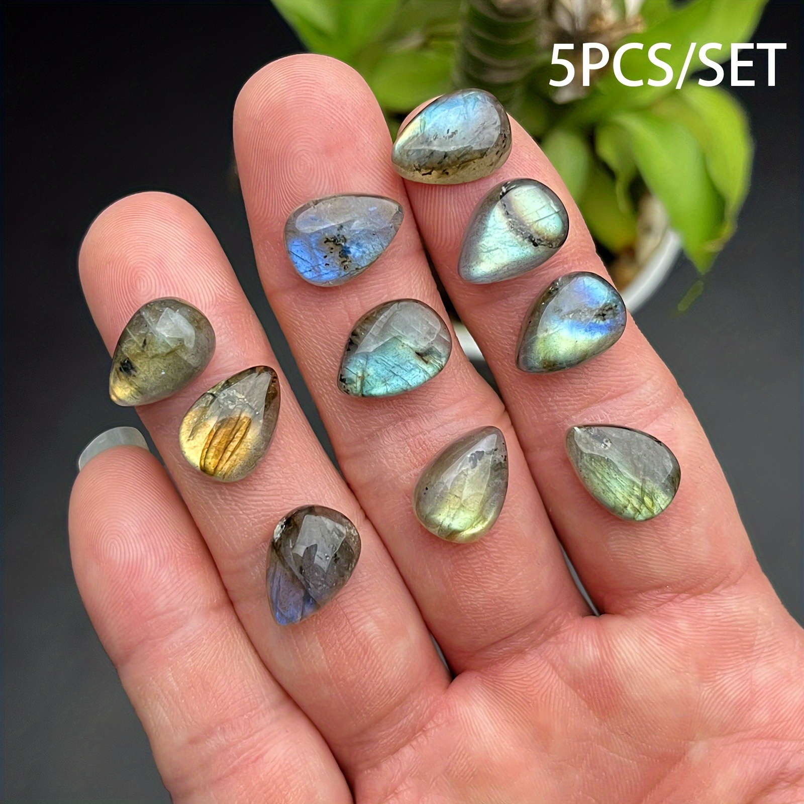 

5pcs Natural Cabochons Teardrop Stone, Flatback Beads, Waterdrop Stone Rock For Making Jewelry Diy Ornament Accessories Pendants Rings
