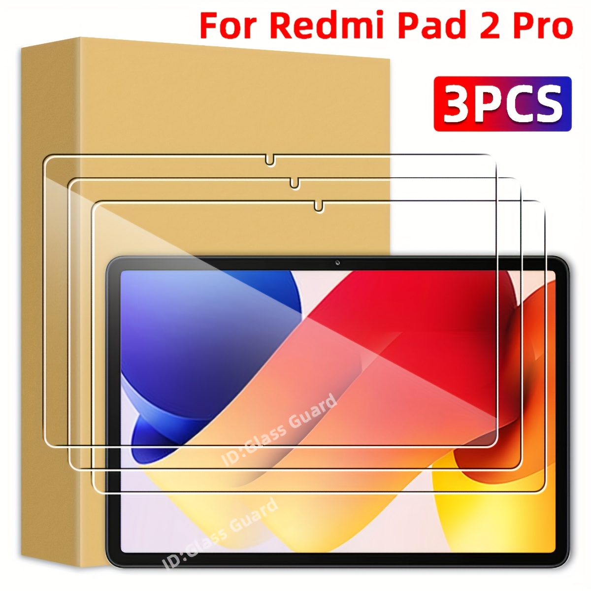 TEMU 3 protectores de pantalla de vidrio templado premium para Redmi Pad 2 Pro de 12.1 pulgadas (2025), ultraclaros, resistentes a arañazos, con