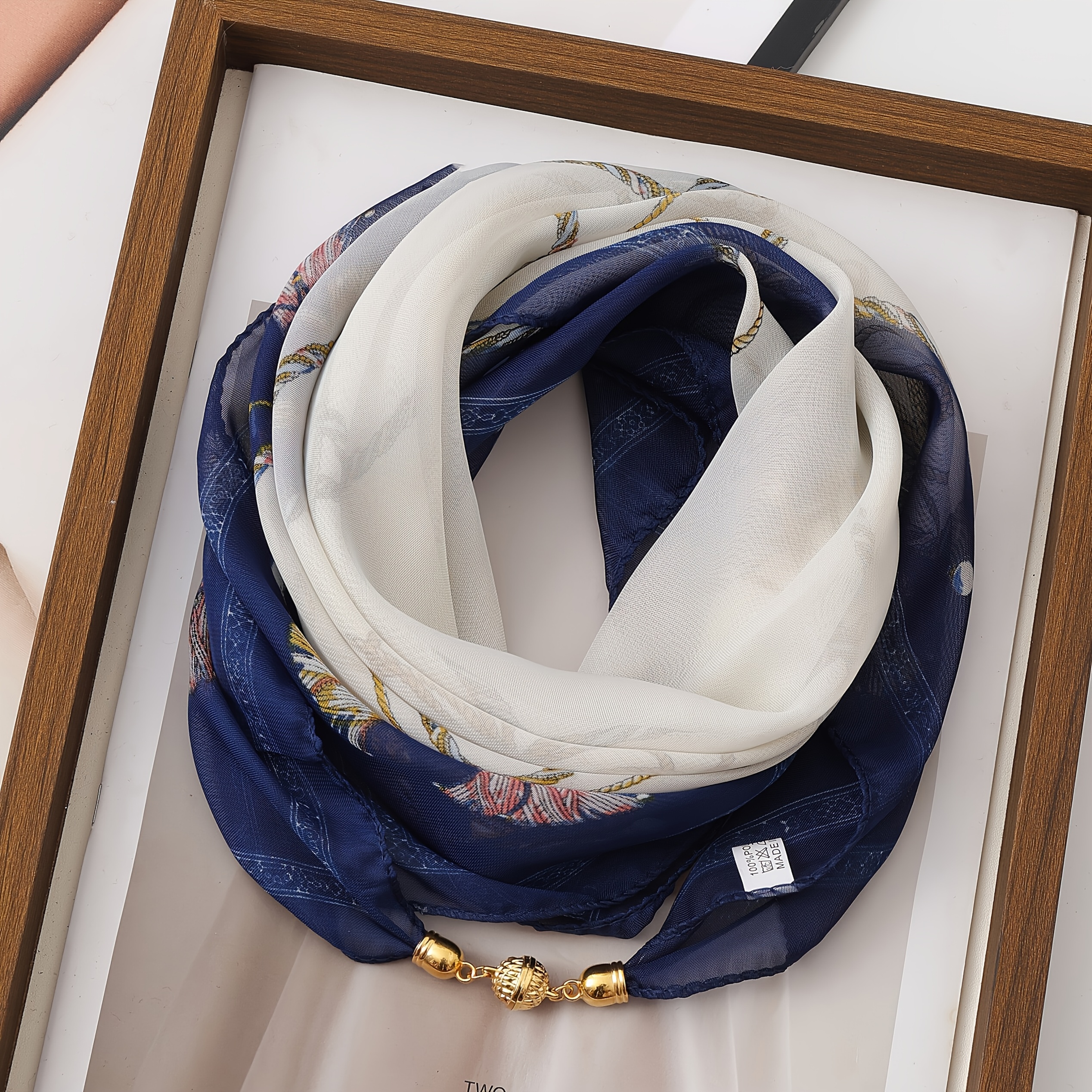Fashion Rope Pattern Scarf With Magnetic Is Not Easy To Fall Off Light And Breathable For Beach Party