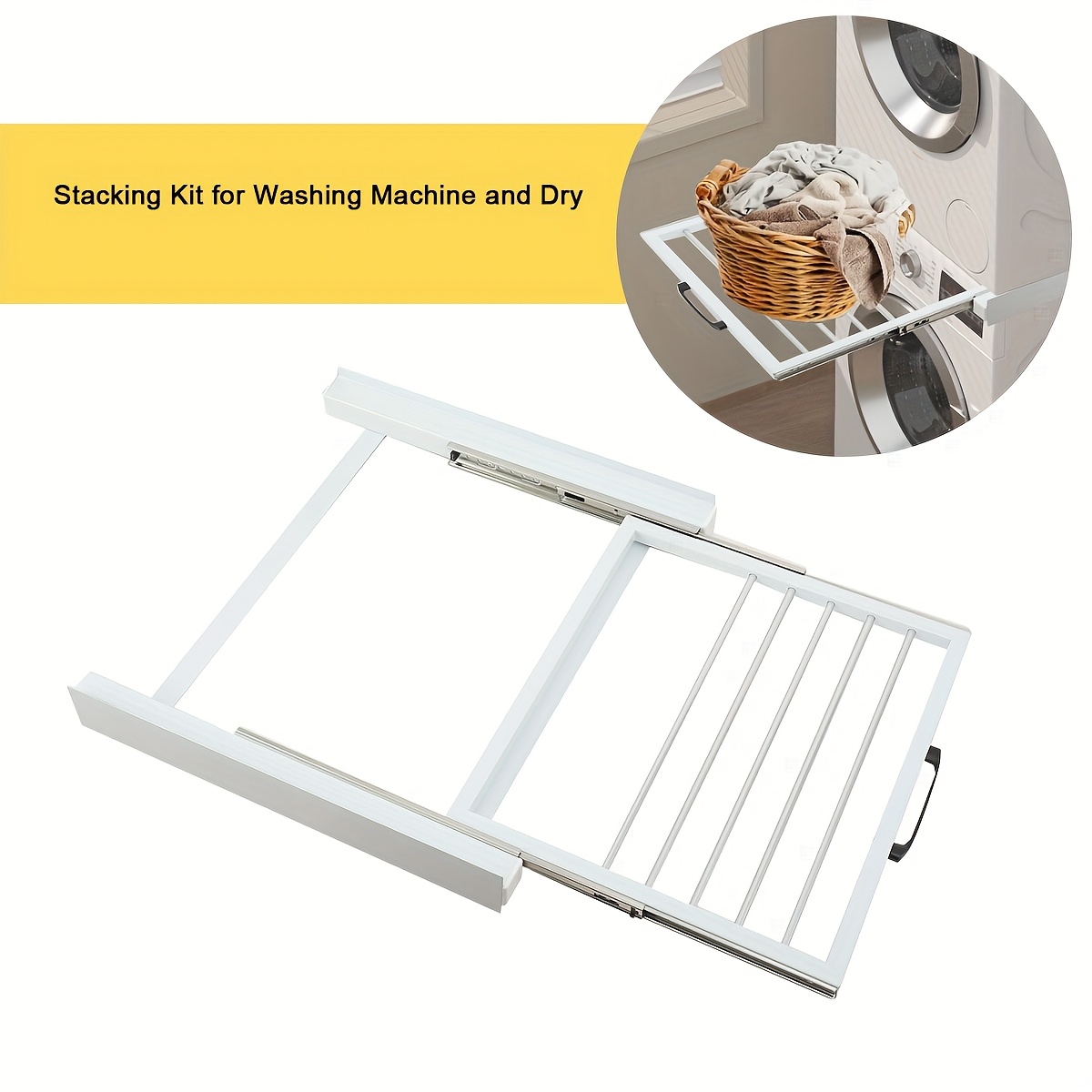 Frame Dryer Washing Machine Connecting Frame With Towel Holder Washing Tower Connection Set Applicable For A Width Of 60cm White