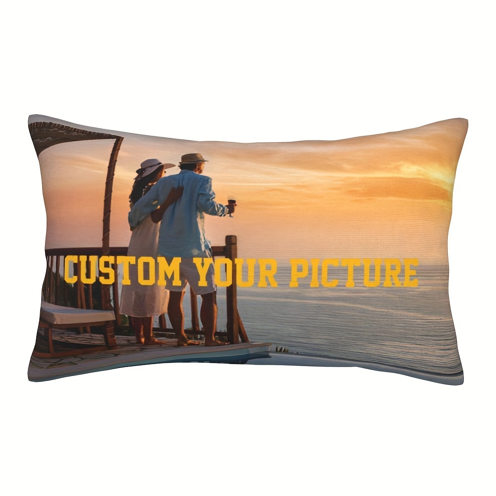 

Custom 12x20" Soft Plush Throw Pillow - Personalize With Your Favorite Photos For Weddings, Birthdays & More - Zip Closure, Hand Wash Only - Perfect For Home Decor