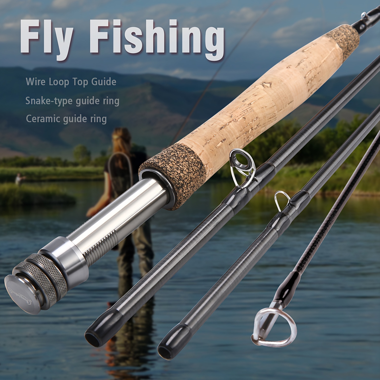 4pcs fly fishing rod 9 feet in pink green black - Temu