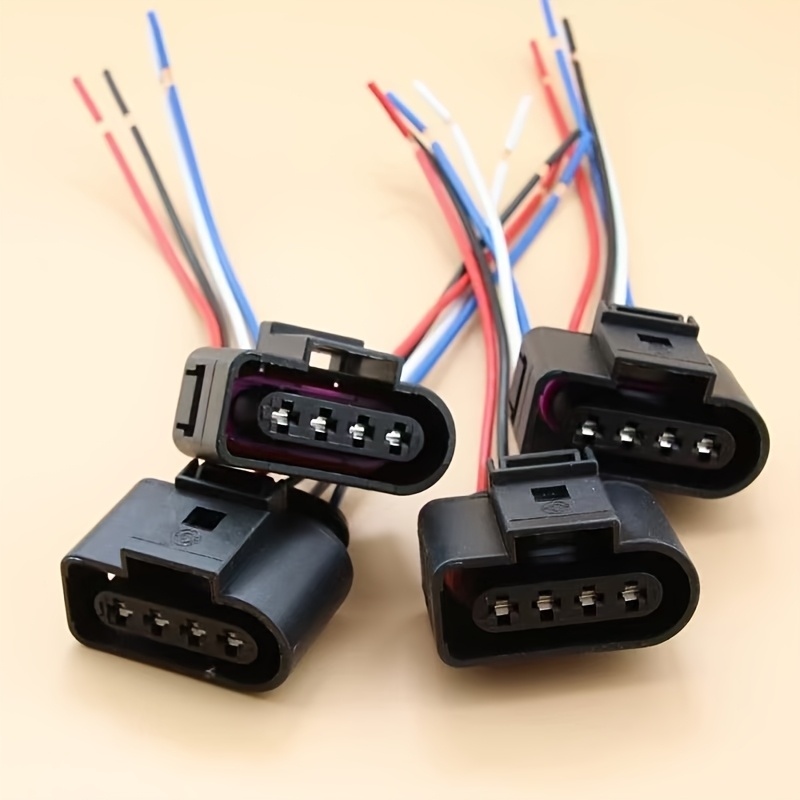 TEMU 4-pack For For For Ignition Coil Connector Plug Brand New Wiring Harness Plug 1j0973724 (harness Color Random)