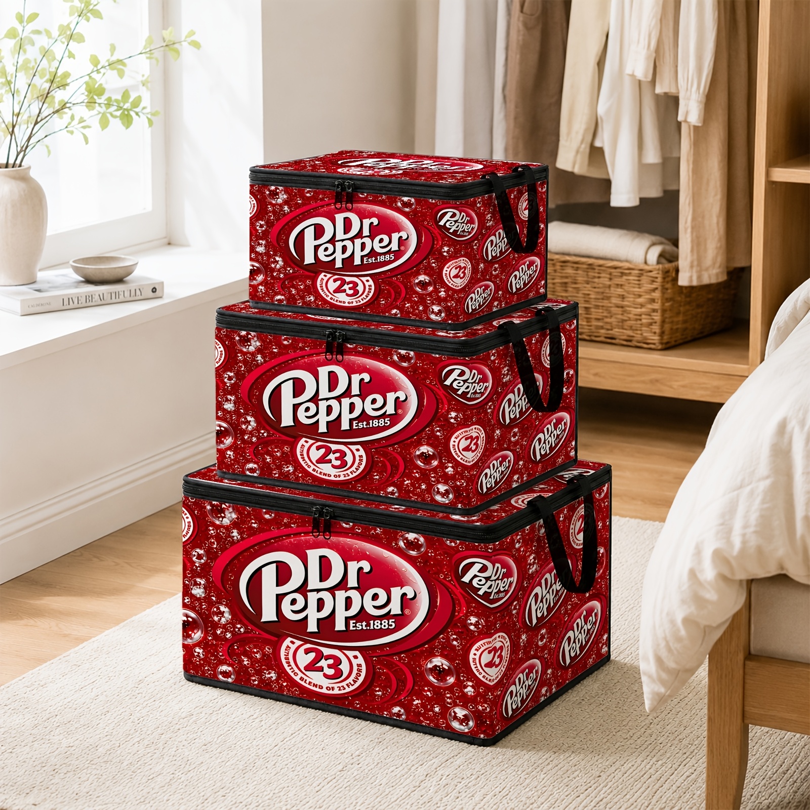 TEMU 1pc Large Capacity Foldable Storage Box With Lid & Design - Soft Non- Fabric Suitable For Christmas Decorations, Seasonal Clothes, Blankets For