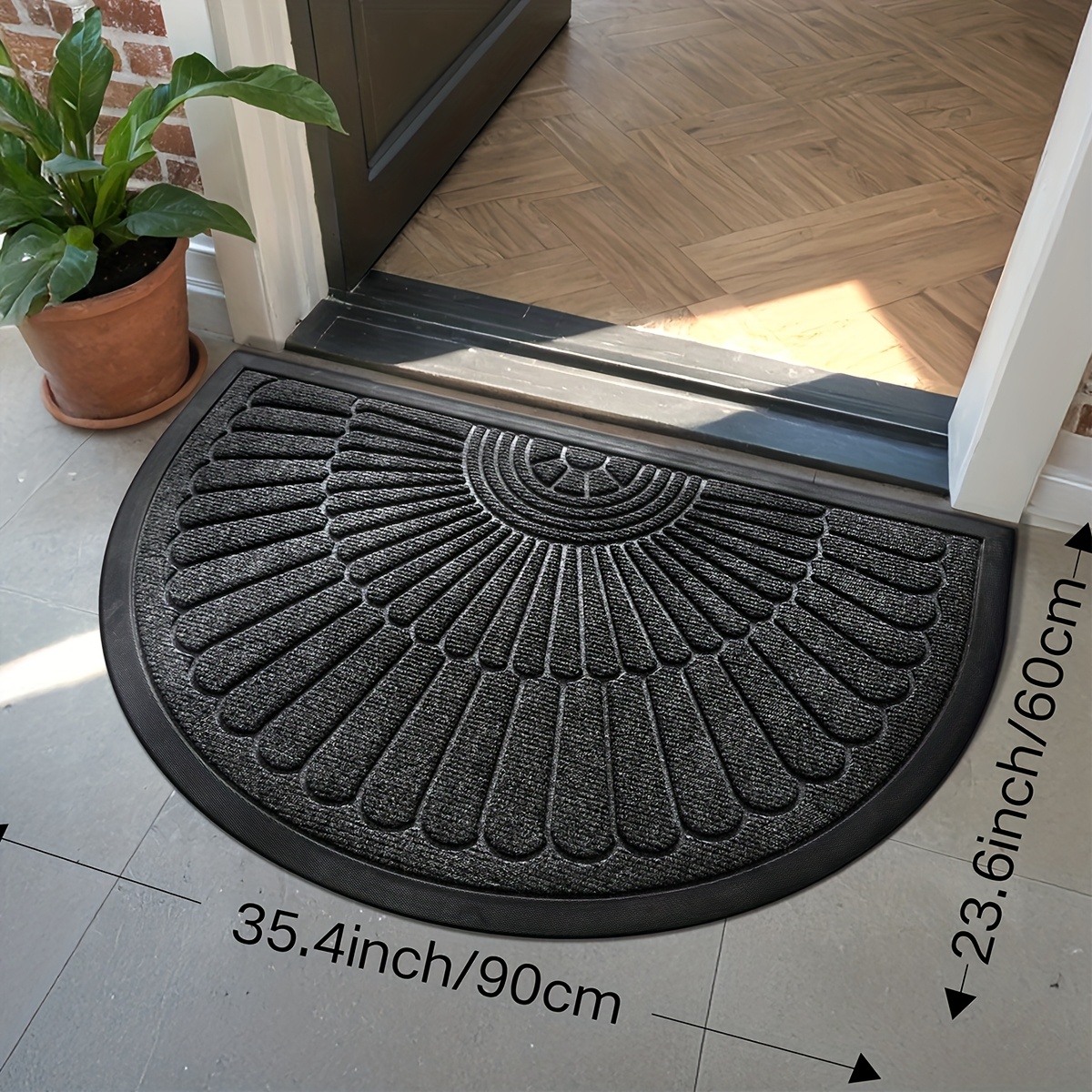 E-shop halbrunde Türmatte für Innen- Außenbereich, strapazierfähige langlebige Fußmatte für die Haustür, flache Eingangsmatte für Eingang, Terrasse,