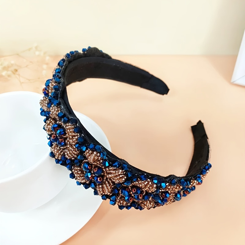 Image of -pack, Women's Vintage Bohemian Glass Beaded Gorgeous Headband, Wide-band Hair Accessory, Elegant Style
