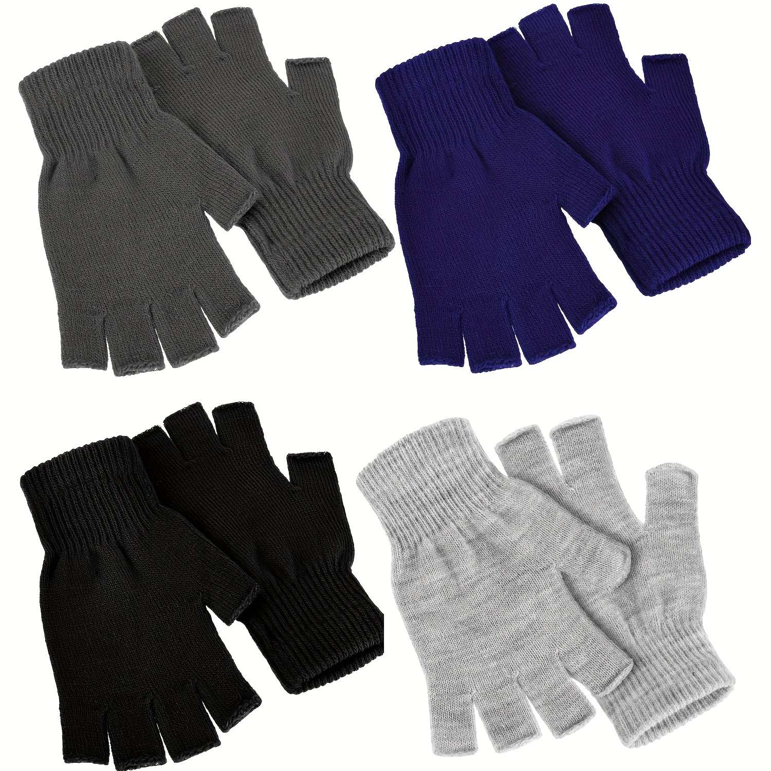 

4 Pairs Half Gloves Knitted Fingerless Mittens Gloves For Men And