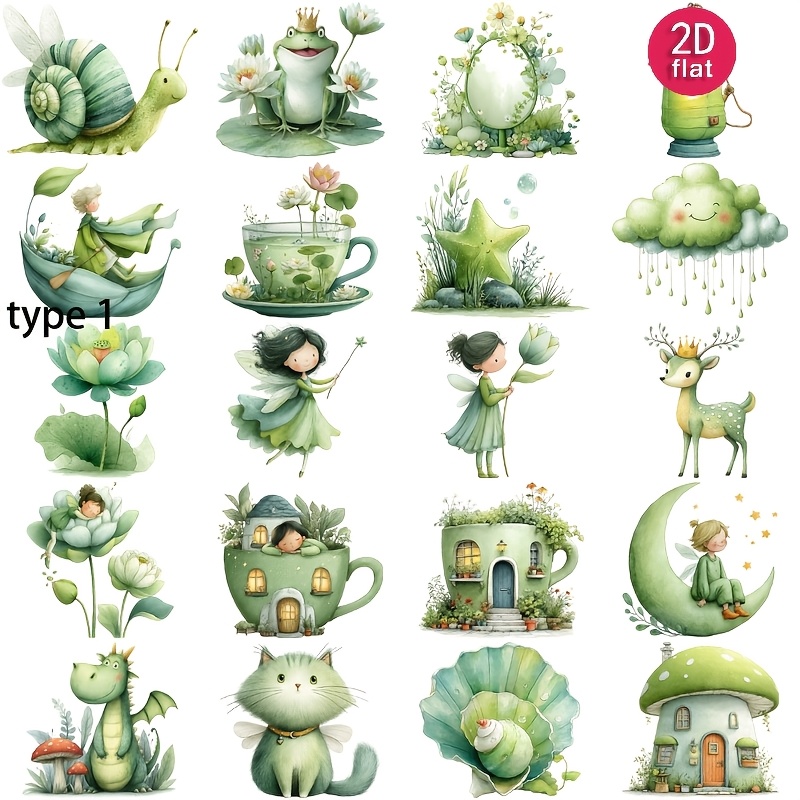 Image of 1 Fresh Cat Frog Stickers 2d Flat Creative Handmade Sticker Decoration Journal Photo Stationery Sticker School Handmade Material Sticker Set Decoration