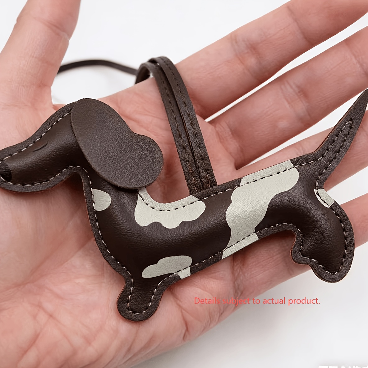 E-shop Dackel-Schlüsselanhänger aus PU-Leder – Handgefertigter Cartoon-Dalmatiner-Anhänger mit niedlichem Welpen-Design, geeignet für Schlüssel,