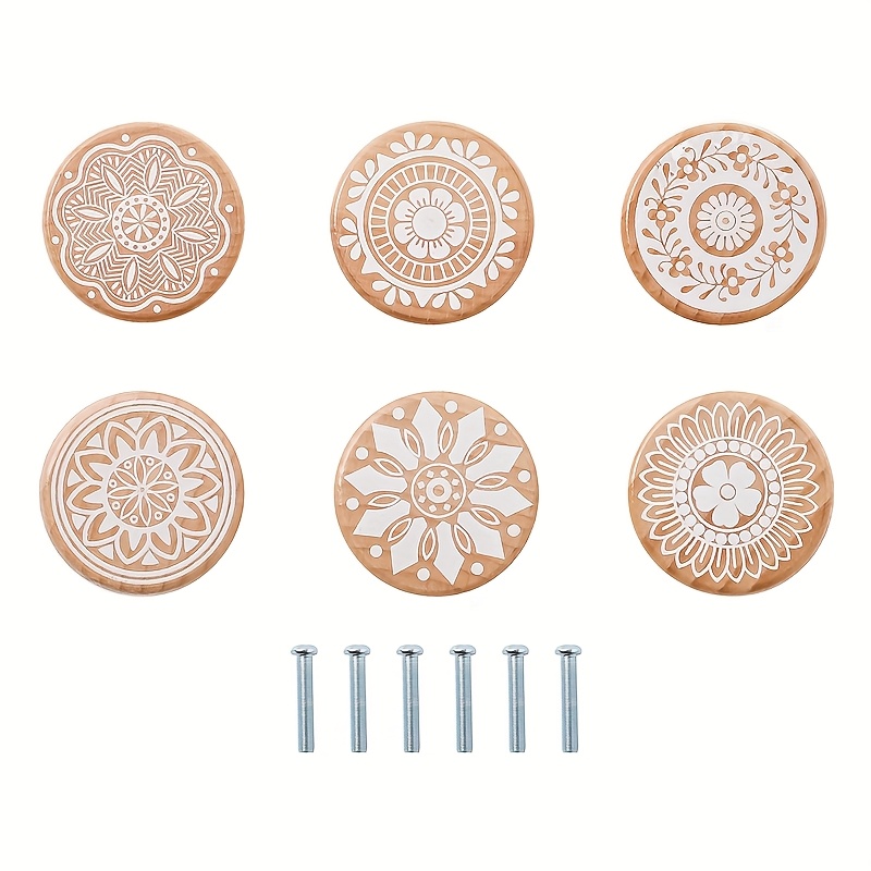 Image of Basketball Pattern Furniture Multi-functional Handle, Wooden Retro Marine Animal Printed Drawer Handle, Cute Animal Wooden Home Round Drawer Knob, Home Decoration, Christmas Gift