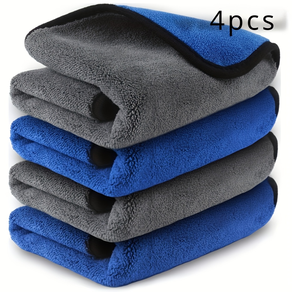 

4pcs Fiber Car Towels - Super Absorbent, Extra Thick, Non-woven Polishing, Washing And Drying Cloth