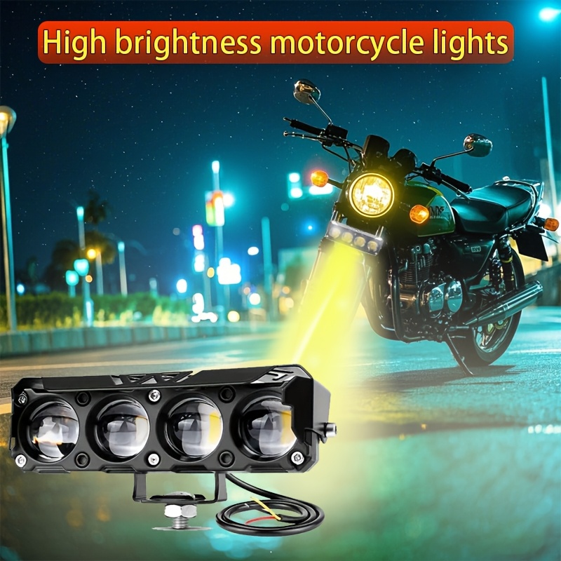 4 Led Motorcycle White And Yellow Lens Headlights, Driving Lights, Fog Lights, Motorcycle Headlights, Suitable For Motorcycles, Cars, Suvs, Utvs, Golf Carts, Etc.