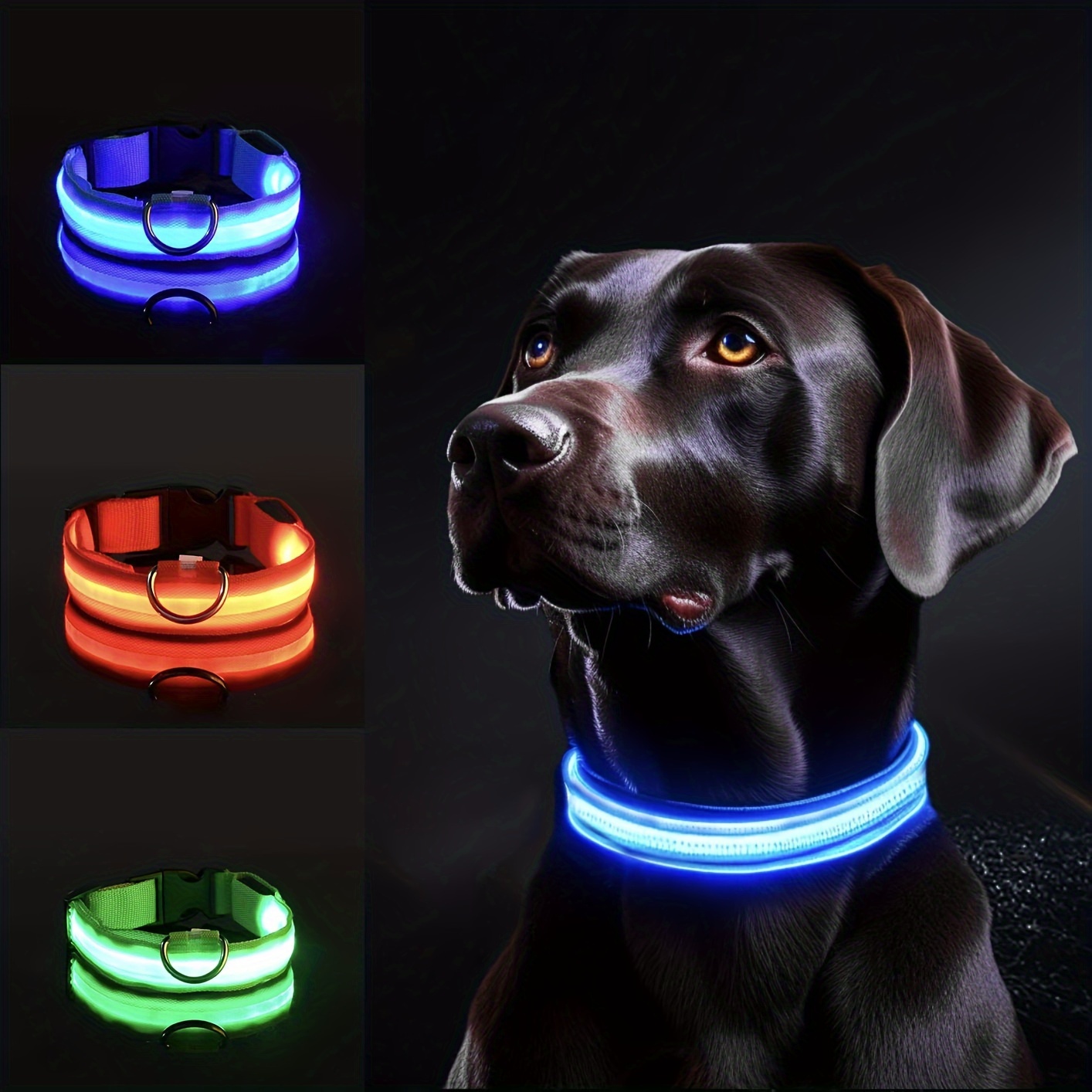 

Adjustable Led Dog Collar, Glowing Light-up Collar For Night Safety, Waterproof Luminous Pet Collar For Small, Medium, Large Dogs - Battery Powered, Polyester Fiber Material, Various Sizes Available