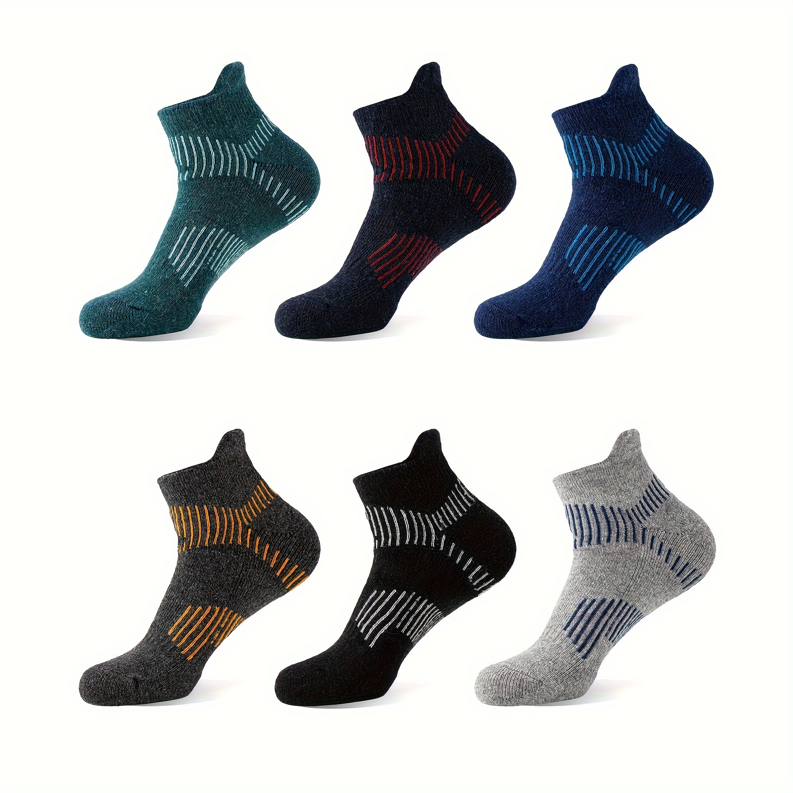 

6 Pairs Of Hiking Running Ankle Wool Wool Socks For Men And Women Support Sweat Absorbing Breathable Thick Cushion Low Cut Invisible Socks For Festival Gift Sock