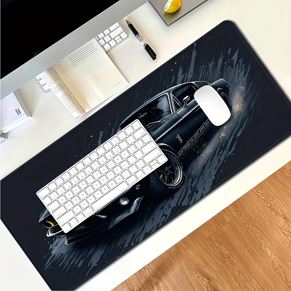 Large Muscle Car Gaming Mouse Pad with Non-Slip Rubber Base, Extended Desk Mat for Keyboard and Mouse, Vibrant Black & Orange Artwork, Perfect Gift for Car Enthusiasts, Gaming Desk Accessory, Gaming Desk Mat | Vibrant Desk Mat | Nonslip Rubber Mat, Mouse Pads for Desk
