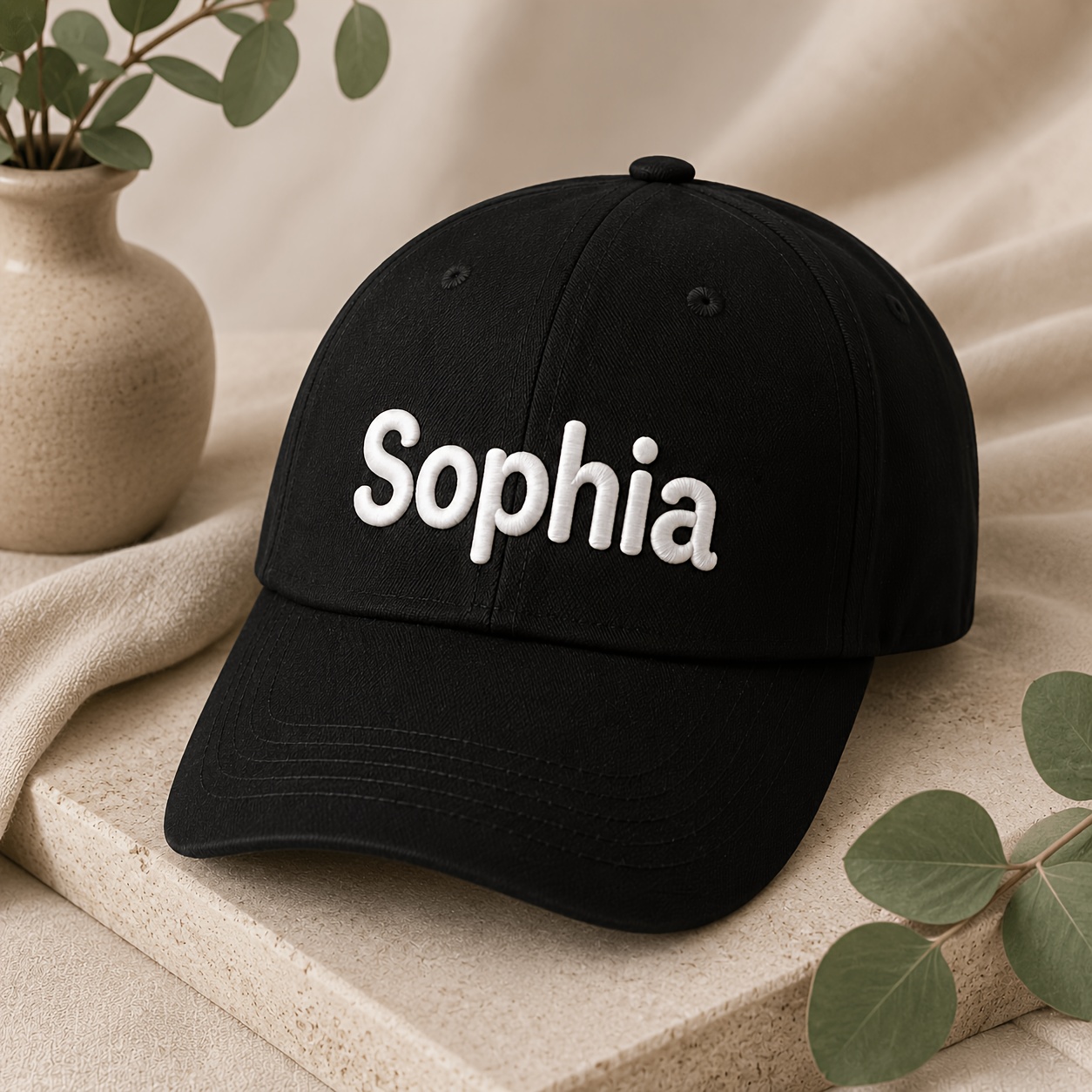 TEMU 1pc Personalized Custom Name Embroidered Baseball , Smooth Cute Font Custom Name Embroidery Curved Brim Dad Hat, Beach Outdoor Sunshade Hat,