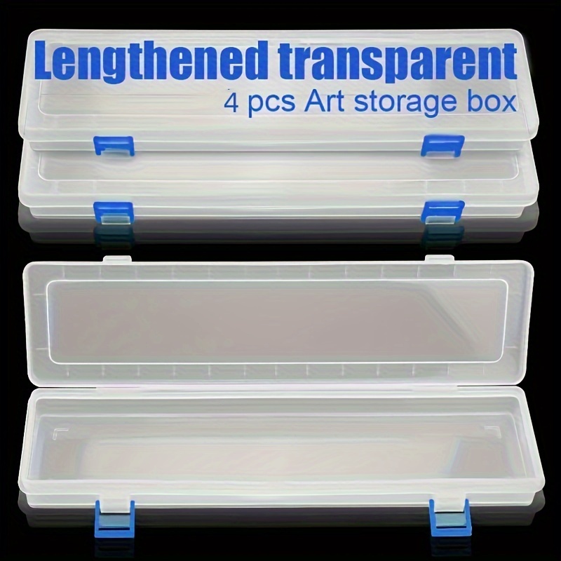 

4-piece Portable Art Supply Organizer - Translucent Plastic Storage Boxes For Paint Brushes, Watercolor Pens & Drawing Tools