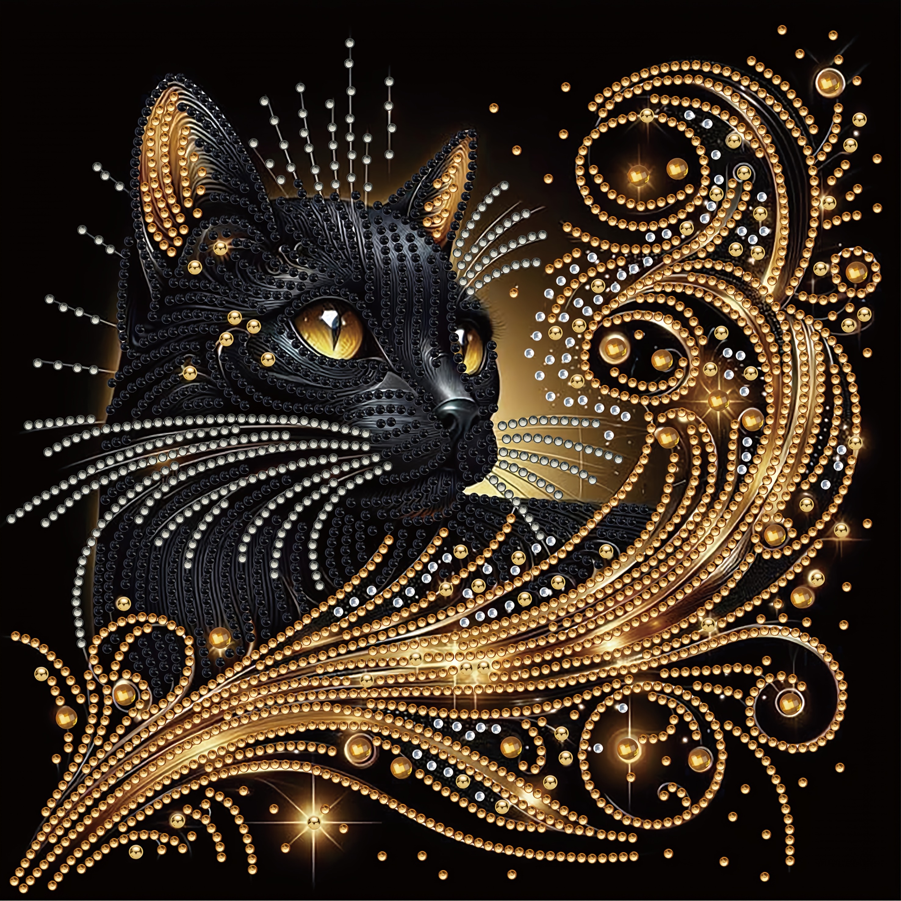 TEMU Beautiful Cat Diamond Painting Kit | Small With Partially Inlaid Irregular Diamonds, Handmade Gift For Living Room, Bedroom, And Study Decor