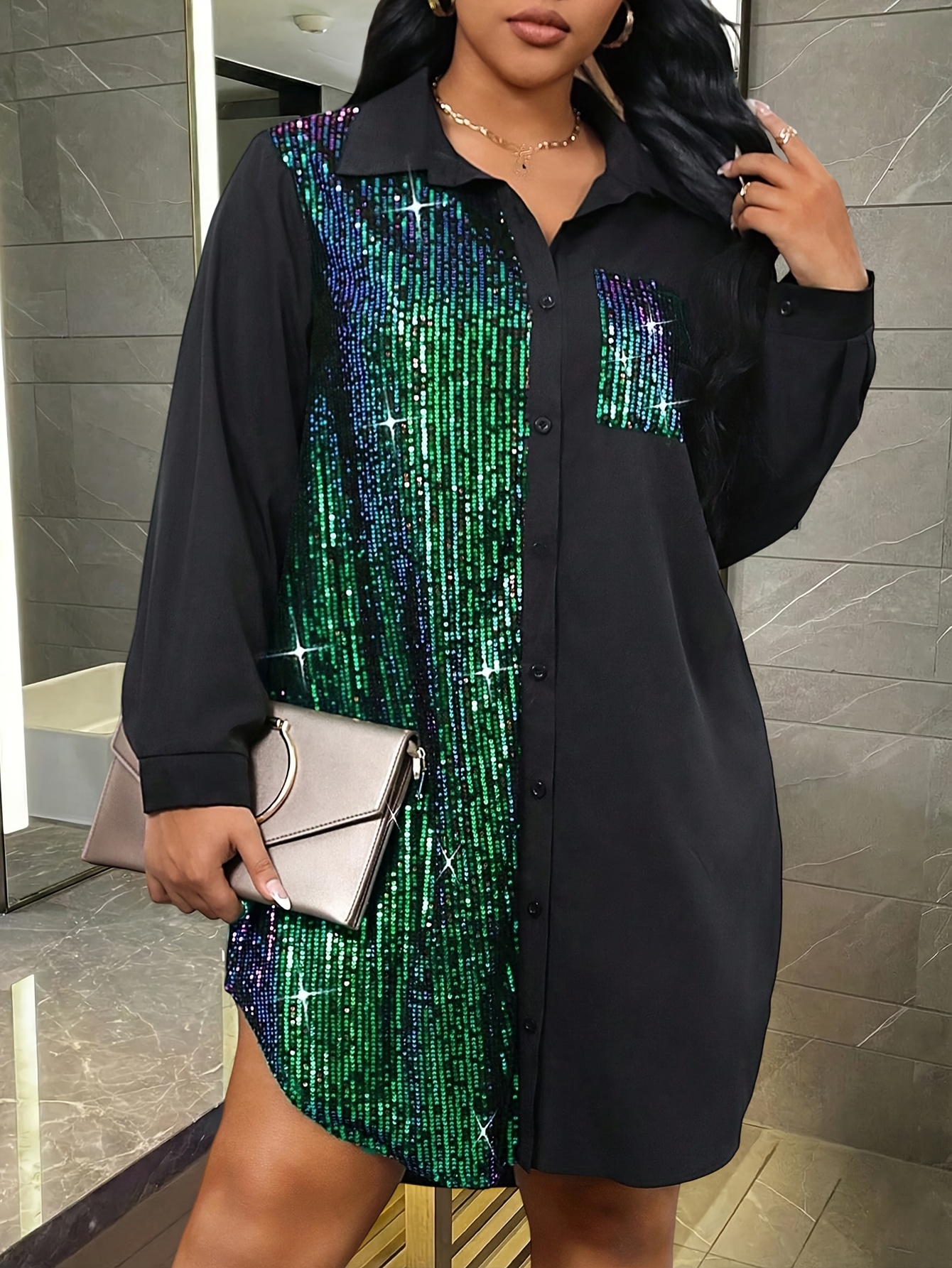 taylor swift pink glitter dress Plus Size Sparkly A-Line V-Neck Sequin Knee-Length Ruffle Formal Dress –  Veauldress