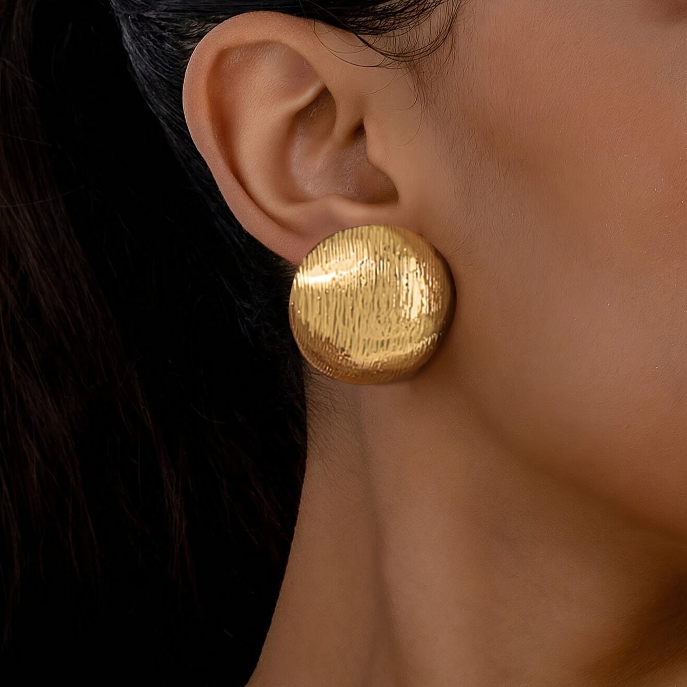 TEMU 2 piezas/juego de aretes semiesféricos mate de moda clásica para mujer