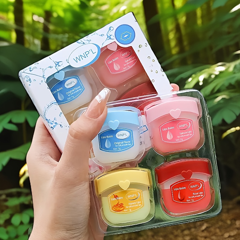 Image of 4pcs Fruit Flavor Lip Balm Gift Set, Long-lasting Moisturizing Nourishing Lip Mask, And Dry Lips, Holiday Souvenir Present For Women, Christmas Party Cosmetic Gift