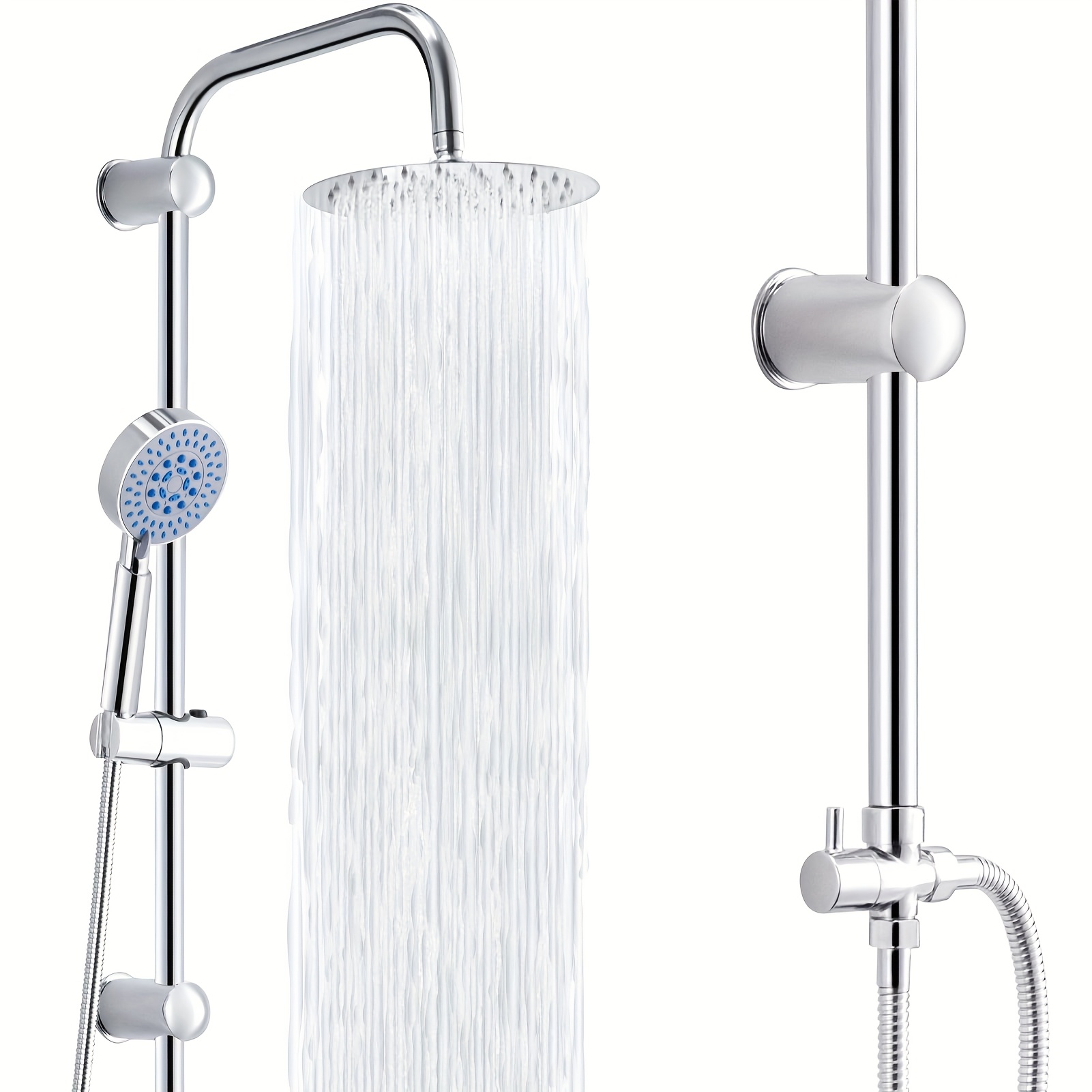 Shower System With Handheld Shower Head, Height-adjustable Holder, Solid Brass Shower Arm, 150cm Stainless Steel Shower Hose, Retrofit Shower Set With Shower Head, Not Suitable For Sink Installation