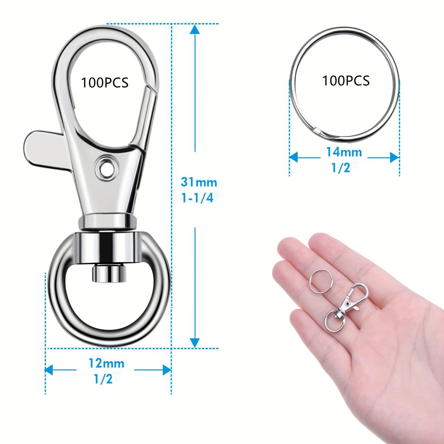 Image of 200pcs Creative Rotatable Lobster Connecting Rings - Spring/summer Festival Gift Set - Suitable For Backpack Hangers, Diy Key Rings