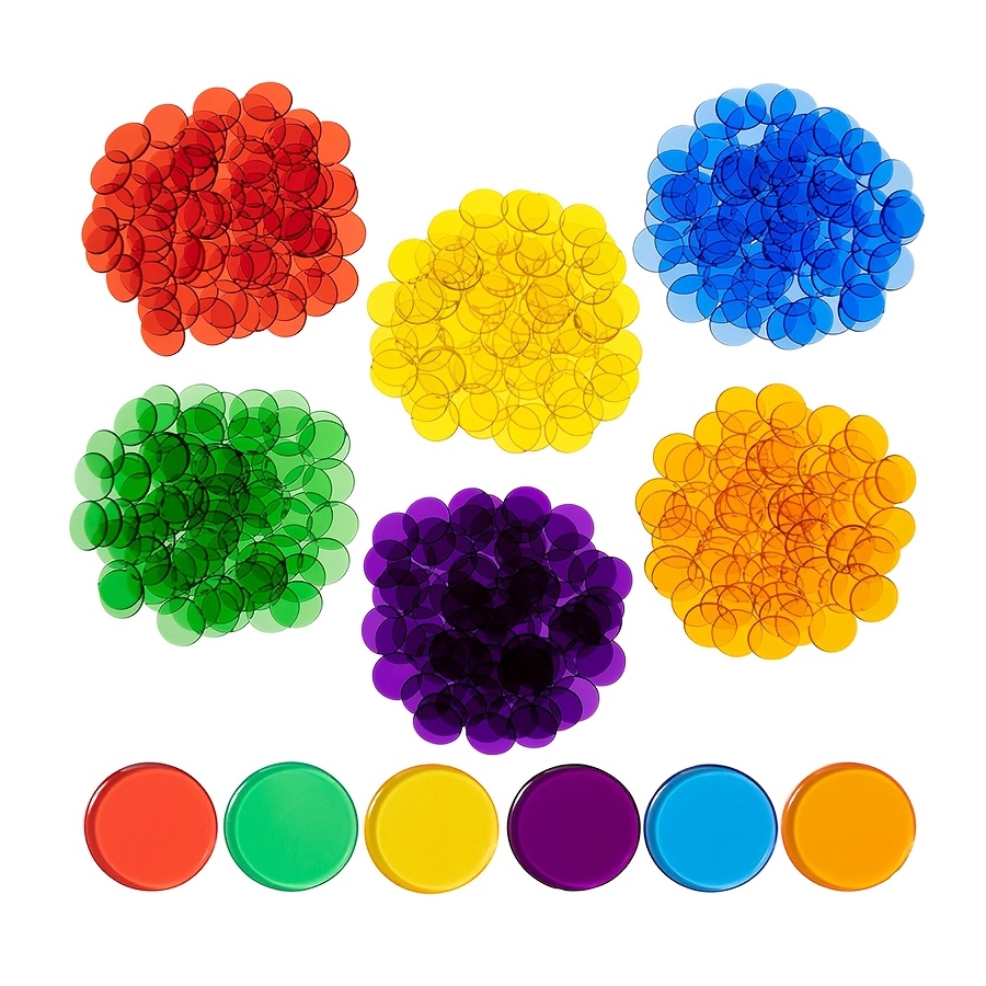 TEMU Jetons de comptage de bingo transparents de 3/4 pouces en 6 couleurs - pour jeux de groupe , de jeux et activités éducatives