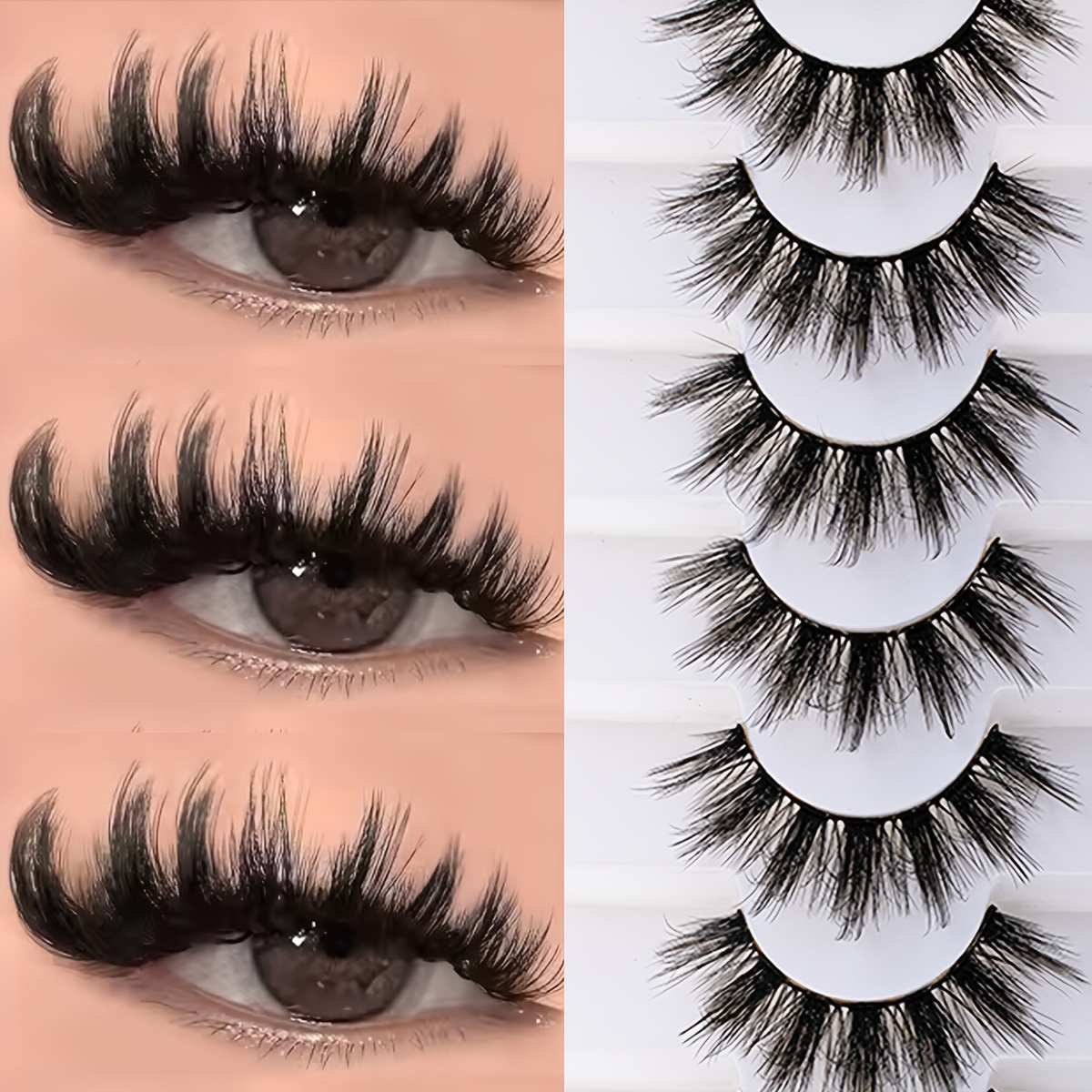 Image of 8pairs 3d False Lashes Cat Eye Eyelashes Fluffy Soft Cross Lashes Wispy Natural Eyelash Extension
