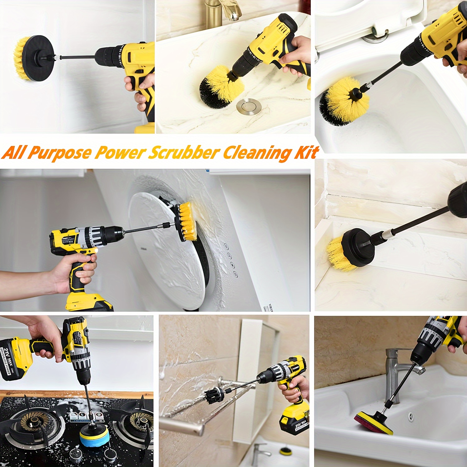  kit 19pcs 13pcs drill brush attachment sets with pads sponges for polishing and scrubbing includes extensions for car kitchen bathroom cleaning details 1