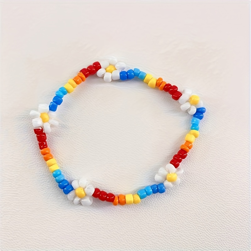 Boho Style Women's Beaded Flower Bracelet for Spring/Summer