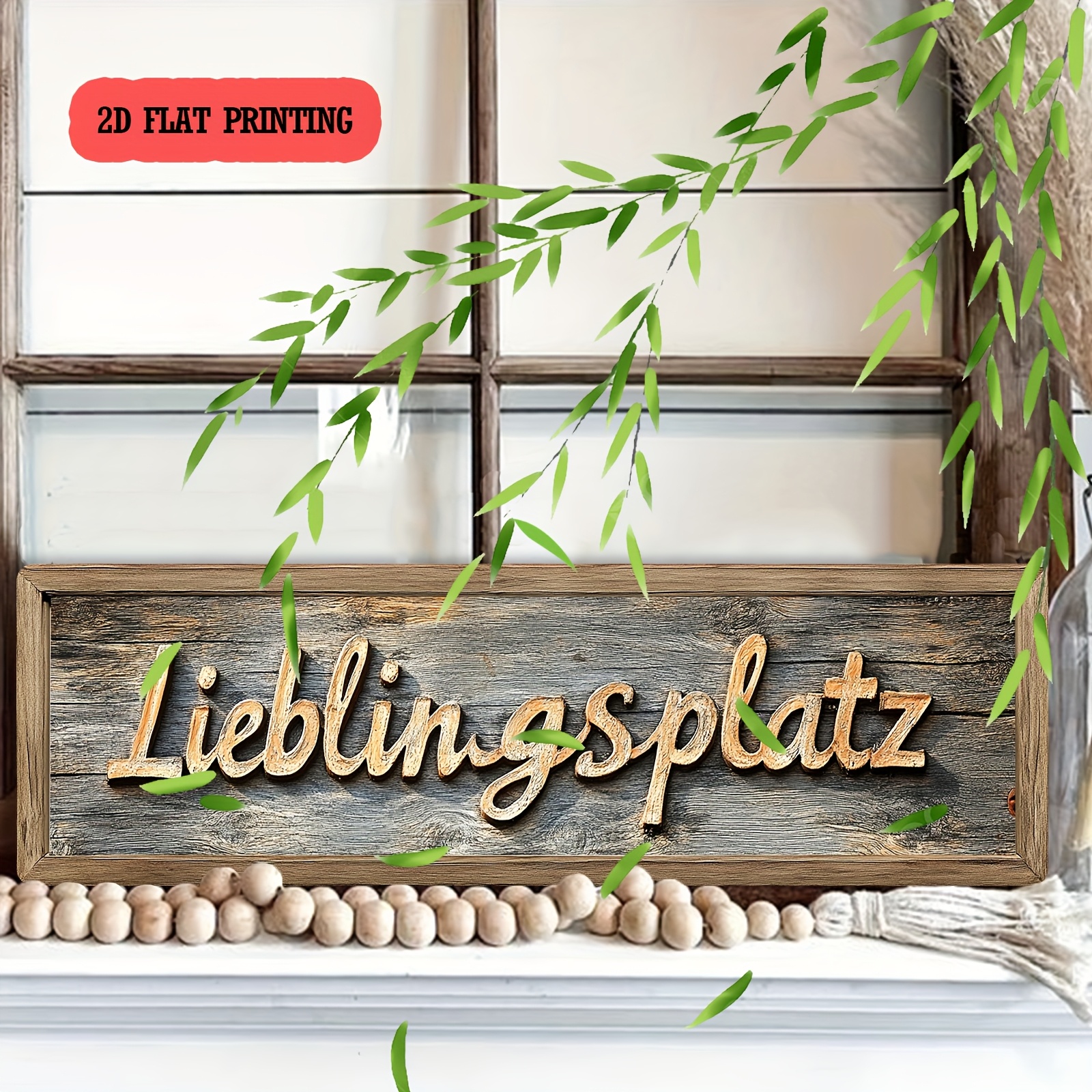 Image of 2d Flat, 1pc, German "" Wooden Decorations Sign, Family Wall Plaques Wood Sign, Home Fence Decorative Sign For Porch, Deck, Backyard, Garage, Cafe, Office Hanging Decor, Holiday Gifts, 4.9x15.8 Inch