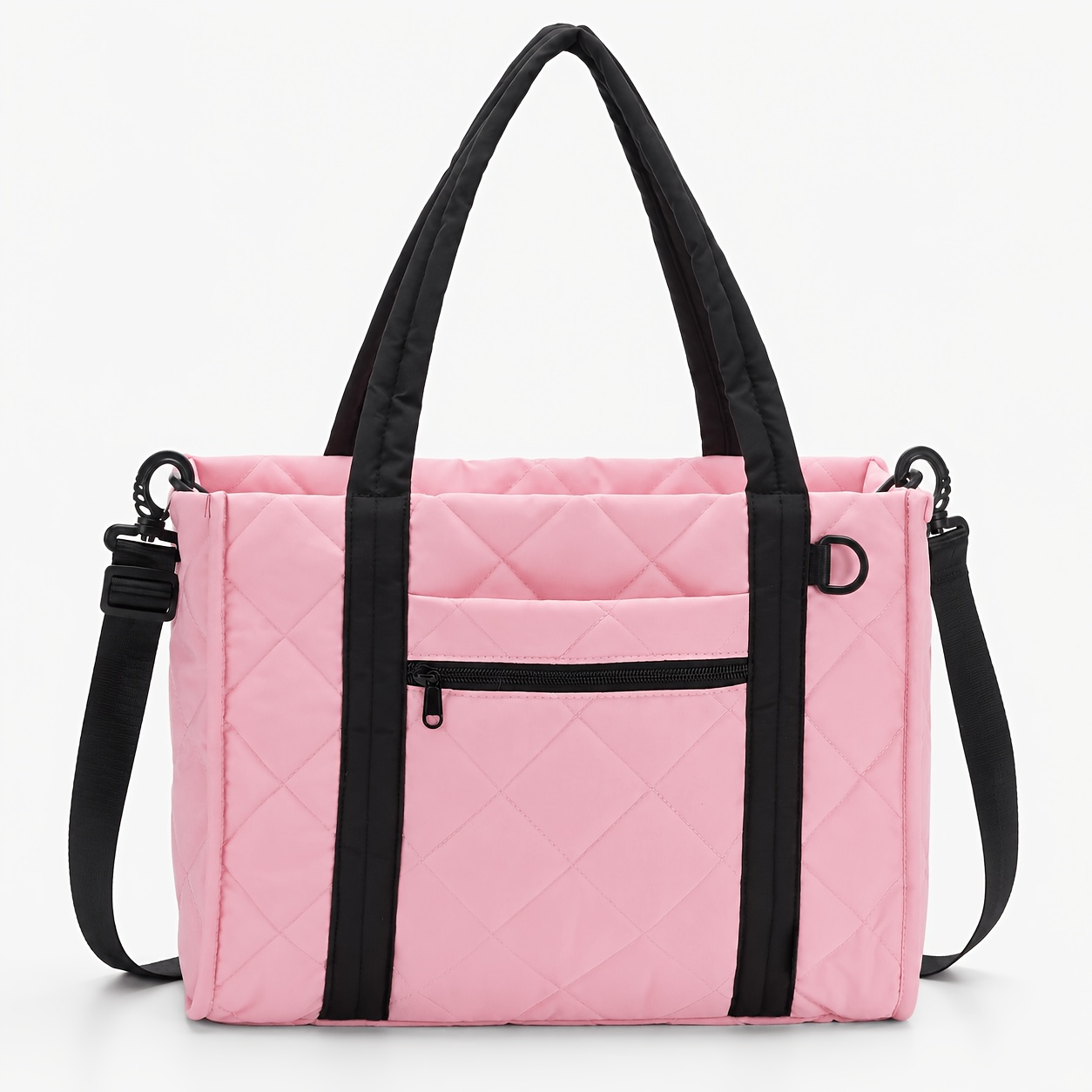 TEMU Large Capacity Quilted Work Tote Bag For Women, Multiway Shoulder Bag Fits 13 Inch Laptop, Books & Lunch Box, Lightweight Crossbody Handbag With