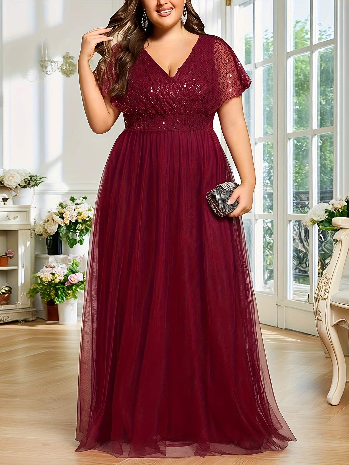 plus size size womens new evening gown sequin - Temu Spain