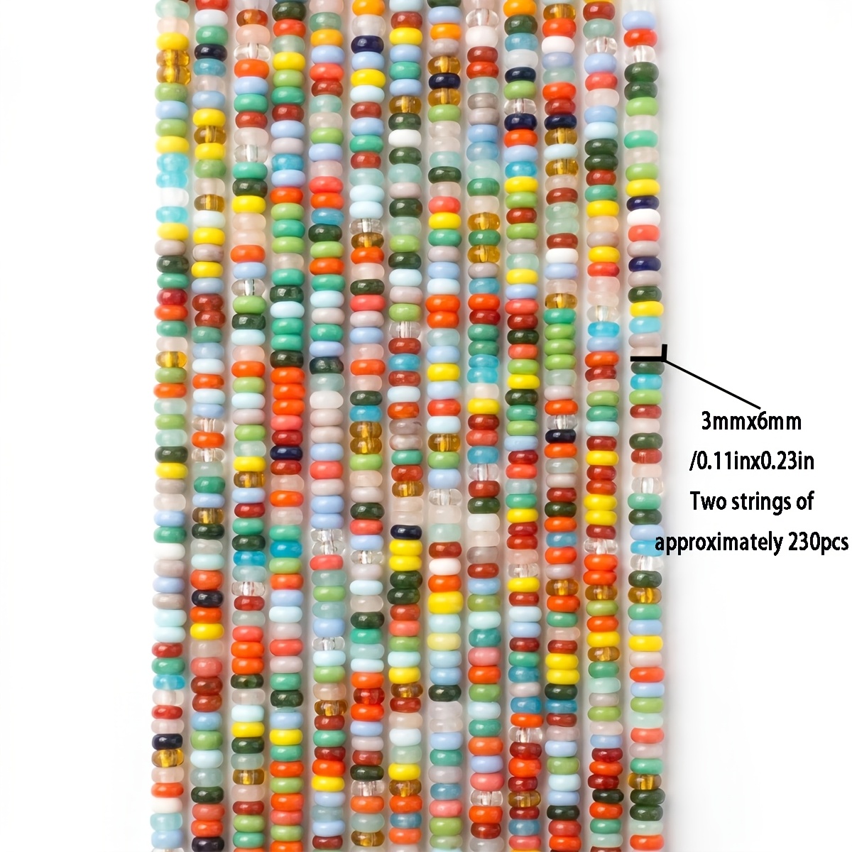 TEMU 3X6Mm/2 Fils 230pcs Perles d'Abaque Colorées, Adaptées pour Bracelets, , Boucles d'Oreilles - Matériaux d'Artisanat Durables pour la Fabrication