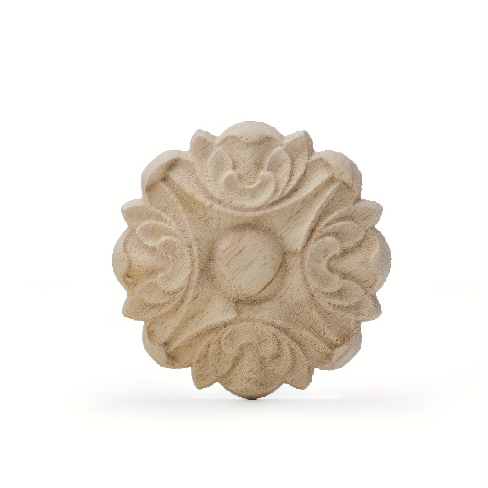 Image of 10pcs Wooden Round Floral Appliqués Suitable For Furniture Background Walls Cabinets Fireplaces Roman Columns Decoration Unpainted Wood