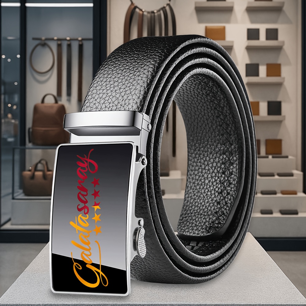 TEMU 1 Premium Versatile Solid Men's Novelty Belt - Ideal For Daily , Trendy Jeans Pairing, Unisex, Casual & Business Occasions, Exquisite Galata