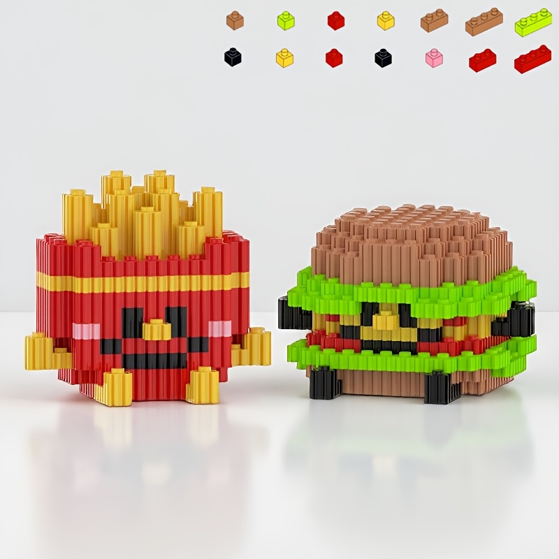 Hamburger and Fries Building Block Set, Creative Model