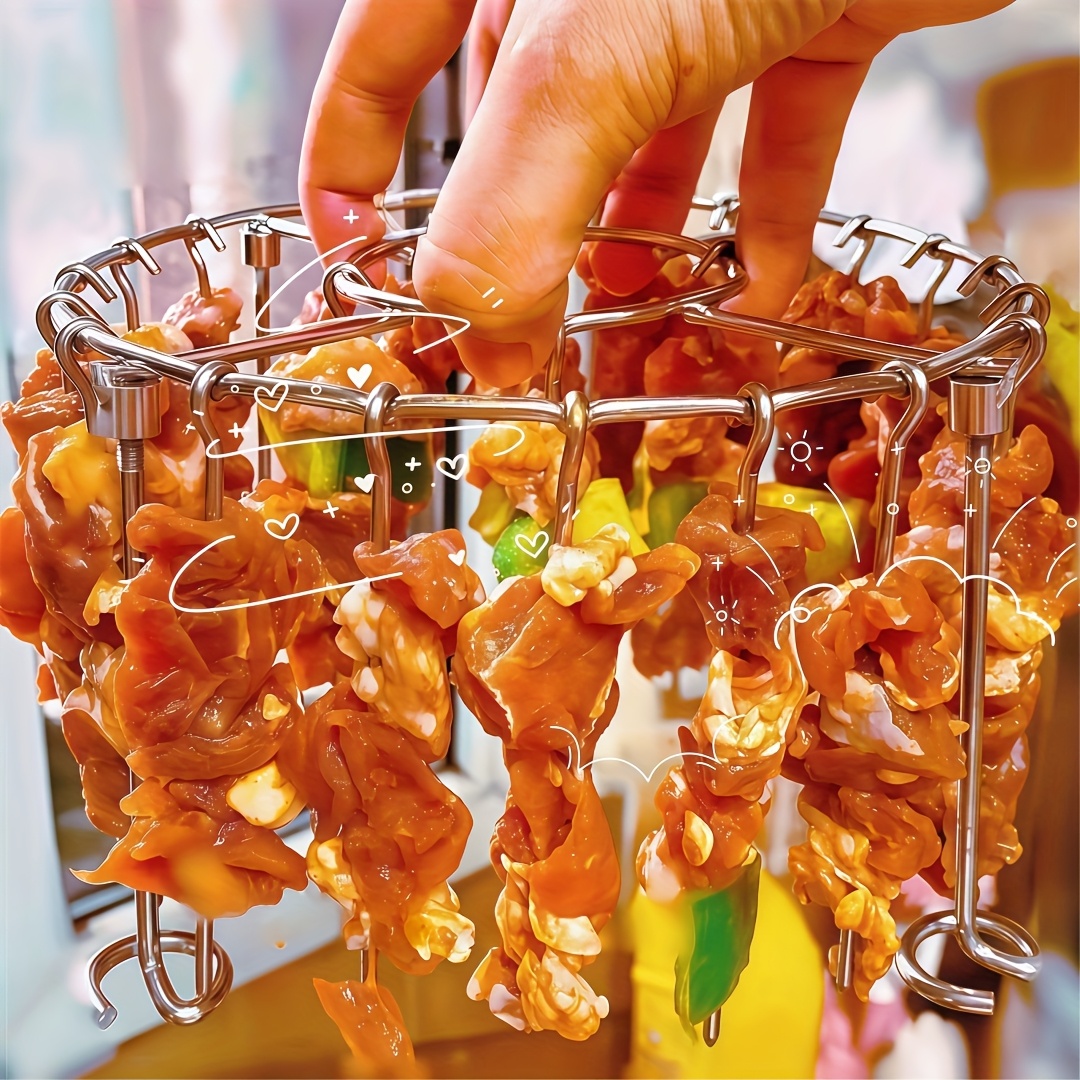 304不锈钢竖式烤架+24根串，适用于3qt-6qt空气炸锅烤箱，厨房和户外烧烤必备，均匀加热不易燃焦，适合肉类和蔬菜烧烤 商品详情 8