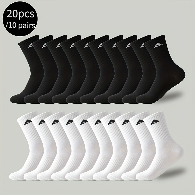 5 Pairs/10 Pairs Autumn Winter Casual Socks, Unisex Socks Suitable For Skiing, Hiking, Basketball, Running, , Comfortable Breathable Outdoor Warm Socks, Black Socks, White Socks