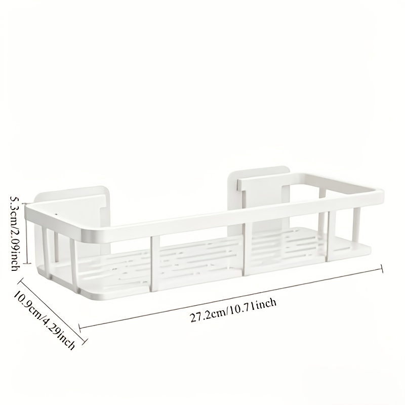 TEMU 3pcs Set (1pc Shelf And 2pcs Hooks) Large Capacity, Soap Holder, Floating Shelf For Bathroom And Kitchen, Space-saving, , Shower Hanging Basket,