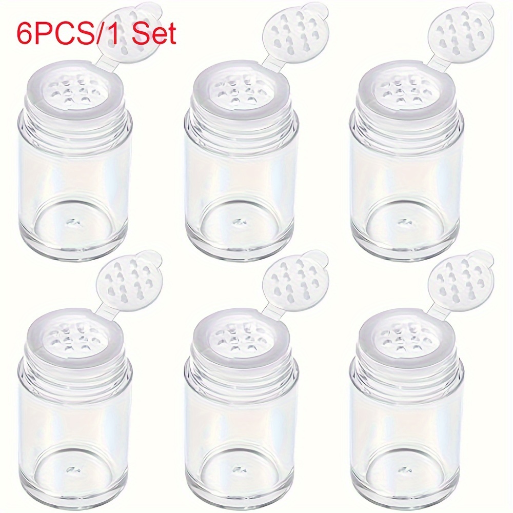 

Set Of 6 Mini Acrylic Powder Jars With Sifter And Twist Lug Lid, 12-hole Dispensing, Portable Refillable Travel Cosmetic Containers For Loose Powder, Glitter, Eyeshadow - Unscented